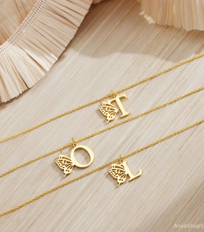 Personalized Initial Butterfly Necklace