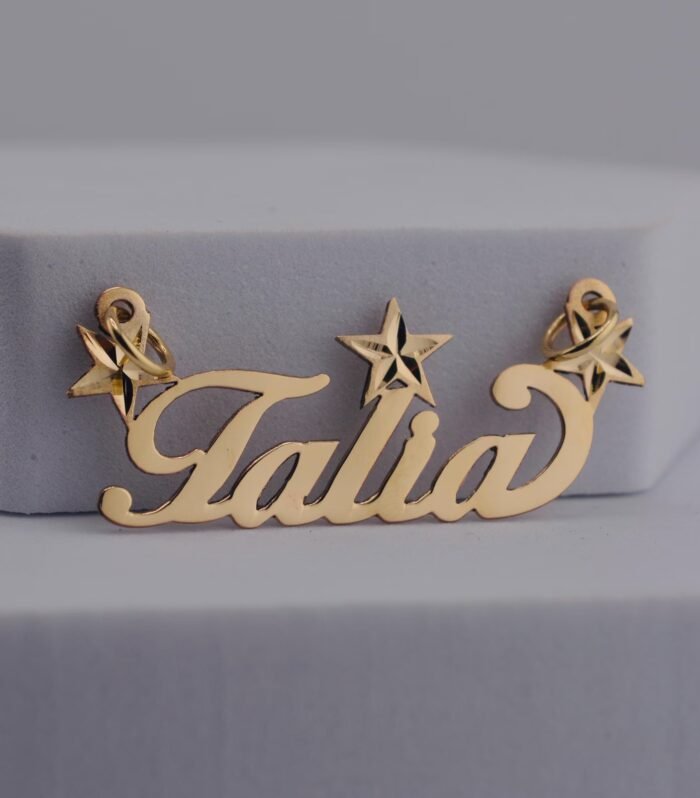 Mini Triple Star Nameplate Pendant