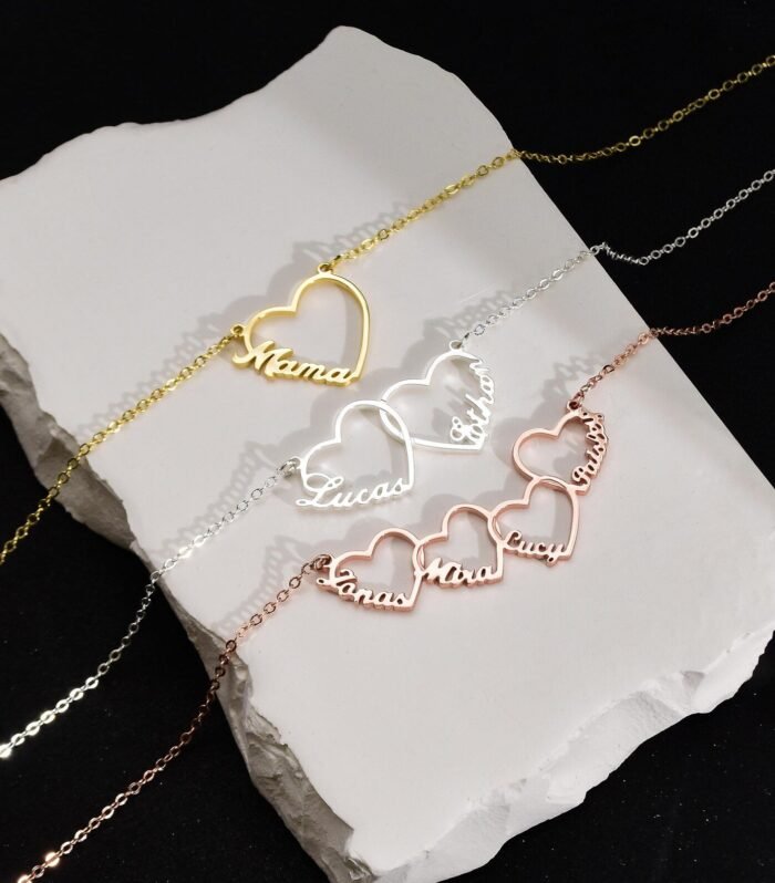 Personalized Multiple Heart Name Necklace