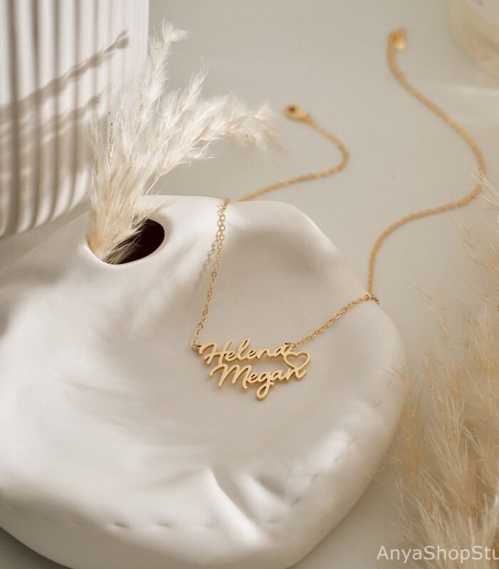 Personalized Double Names Heart Necklace
