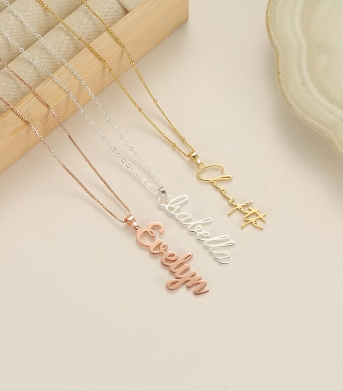 Vertical Cursive Name Necklace